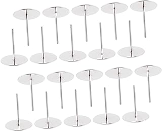 VILLCASE Faux Leather and Iron Blank Earring Studs for Women's Jackets with Silver Round Bezel Tray Design - 200 pcs Light Weight Earring Set