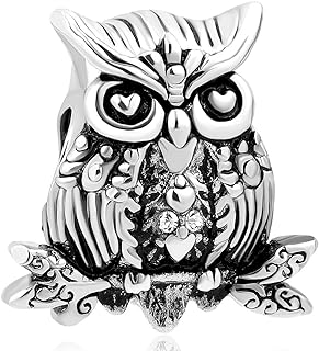 CharmSStory Metal Owl Wisdom Bird Bead for Snake Chain Bracelets