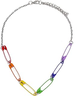 Alloy Clasp Rainbow Safety Pin Choker Necklace for Trendy Women and Girls - Unique Minimalist Design
