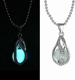 Women's Glow In the Dark Moon Pendant Necklace with Cable Chain and Lobster Clasp - Unique Luminous Fashion Jewelry Ideal for Halloween Party Gifts