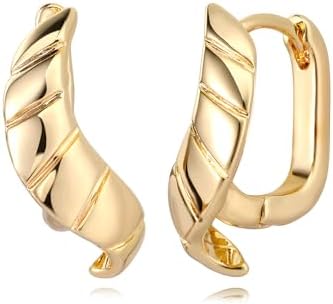 MYEARS Women Croissant Earrings Gold Huggie U Hoop Sleeper 14K Gold Filled Small Simple Hypoallergenic Everyday Jewelry