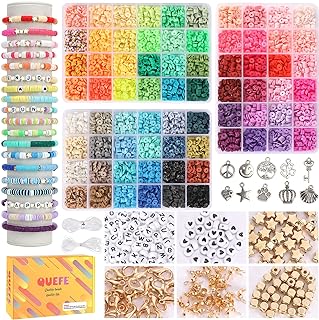 QUEFE 9000pcs, 72 Colors Clay Beads for Friendship Bracelet Making Kit, Bracelet Making Kit for Girls 8-12, Polymer Heishi Beads, Letter Beads for Jewelry Making, for Gifts, Crafts, Preppy