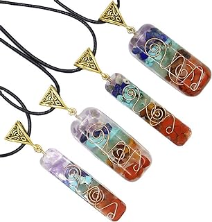 7 Chakra Natural Stone Beads Rope Chain Pendant Necklace Handmade Healing Spiritual Round Square Geometric Necklace for Women Men Girls Boy Yoga Energy Generator Protection Jewelry Gift
