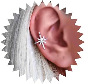 Yheakne Boucles d'oreilles étoilées argentées pour femmes et filles avec zircon cubique, clip non percé, légères et confortables, parfaites pour une utilisation quotidienne ou événements spéciaux