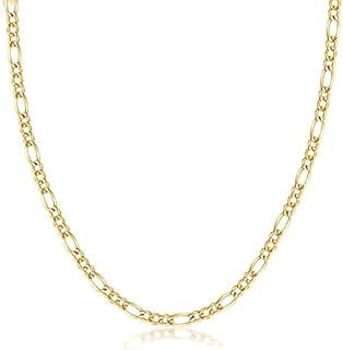 PORI JEWELERS 14K Yellow Gold 2.5mm, 3.5mm, 4.5mm, or 5.5mm Figaro Link Chain Necklace- Made in Italy- Multiple Lengths Available