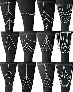 Adjustable 12Pcs Crystal & Cubic Zirconia Snake Design Thigh Chains by Tornito - Alloy Body Chain Jewellery for Women - Ideal for Beach Parties & Special Events