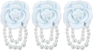 PATIKIL Fabric Camellia Flower Brooch, Elegant Pearl Tassel Brooches Floral Pins Bracelet Dual Use for Women Suit Hat Dress Shirt Tie Corsage