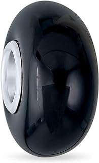 Bling Jewelry Smooth Plain Opaque Murano Glass Solid Colors Spacer Bead Charms Fits European Charm Bracelet For Women Teens .925 Sterling Silver