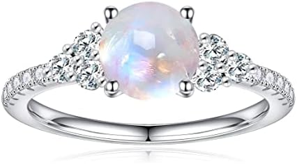 Authentic Moonstone Ring Real 925 Sterling Silver Rainbow Moonstone Rings for Women Genuine Moonstone Jewelry