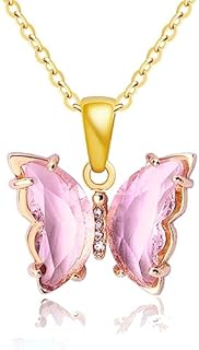 14k Gold Plated MIFYNN Butterfly Pendant Necklace with Lobster Clasp and Chain Link in Stainless Steel, Embellished with Cubic Zirconia - Elegant Jewelry Gift for Women