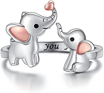 Adjustable Sterling Silver Elephant Engagement Ring - Symbol of Love for Moms, Daughters, Wives - No Gemstone