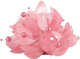 Silk Flower Brooch Pins Cubic Zirconia Classic for Party Dance Wedding Banquet for Women Ladies Girls Lapel Pin Collar Brooches Elegant Ceremony Clothing Dress Accessories Handmade Clip