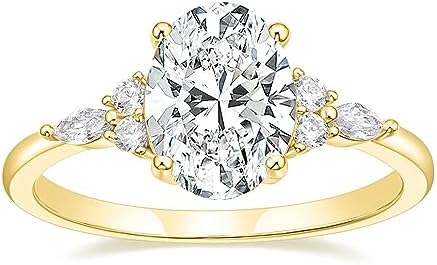 TIGRADE 3CT Engagement Ring Oval Cut Cubic Zirconia Marquise Round CZ Eternity Wedding Band for Women Size 3-12