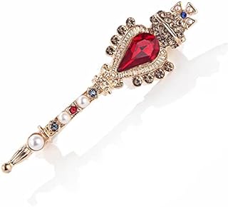 ROFARSO Scepter Brooch Pin for Women Ruby Red Crown Crystal Accessory with Rhinestone Crystal for Wedding Party Gifts