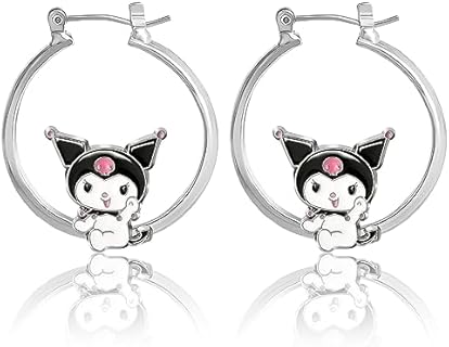Sanrio Hello Kitty and Friends Women’s Hoop Earrings - Enamel Hello Kitty, Kuromi, My Melody Official License Gifts