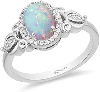 Enchanted Cinderella Sterling Silver Opal Engagement Ring for Women, Disney Princess Inspired Design