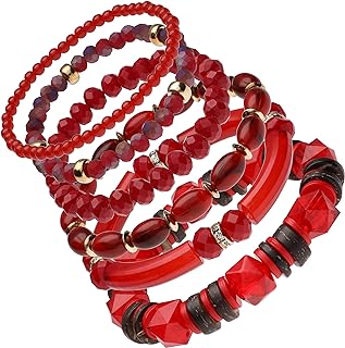 Beaded Bracelets For Women Trendy Bead Bracelet Boho Bangle Bracelets Set For Women Accessories Layering Chunky Stretch Braclet Set For Women Girl