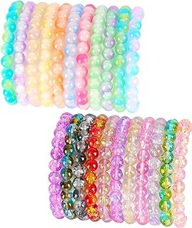 22Pcs 8mm Crystal Beaded Bracelets for Women Stackable Multicolor Glass Bead Stretch Bracelets Jewelry Set