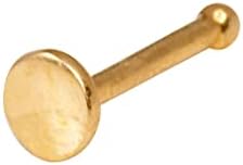 JewelryWeb - 14k Real Gold Simple Flat Circle Nose Stud - 20g nose ring - nose piercings - nose rings studs - hypoallergenic nose studs