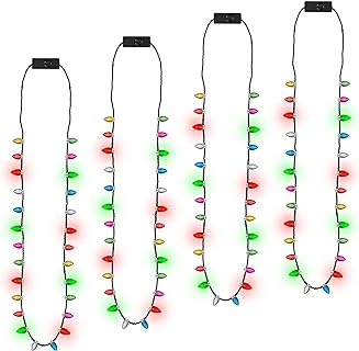 Christmas Necklace, Light up Christmas Necklace, Christmas Bells Necklaces, 3 Modes Colorful Christmas Party Favors