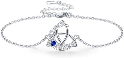 Birthstone Bracelet for Women S925 Sterling Silver Celtic Charm Bracelets Jewelry Gifts Mother's Day Birthday Valentine’s Day Anniversary for Mom Daughter Girls Wife Girlfriend Women Her