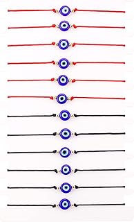 Bead Chain Handmade Evil Eye Bracelets with Lobster Claw Clasp for Men and Women - Pack of 12 Uniquely Designed Bracelets by SUMMER LOVE