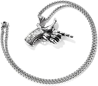 Stainless Steel Punk Gun Pendant Necklace with Lobster Clasp and Box Chain Design, Ideal for Men, Boys, and Women - 23.6 Inches