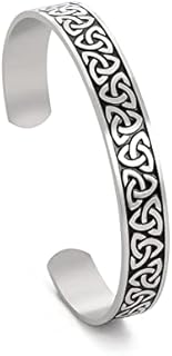 VASSAGO Celtic Knot Bangle Bracelet Mens Cuff Bracelet Celtic Trinity Bracelet Celtic Viking Norse Bracelet Stainless Steel Vintage Cuff Bangle Amulet Bracelet Jewelry Gifts for Men Women