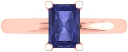 Elegant Tanzanite Engagement Ring with Emerald Cut Design in Rose Gold for Love Celebrations