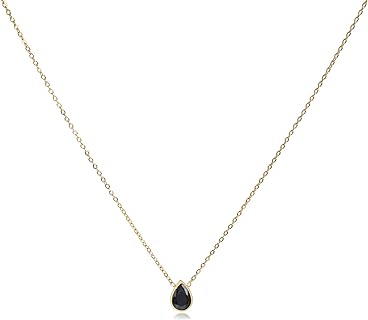 Badu Teardrop Pendant Necklace with C-Link Chain, 18K Gold-Plated Stainless Steel, 7x10mm Cubic Zirconia, Hypoallergenic - Perfect Gift for Her