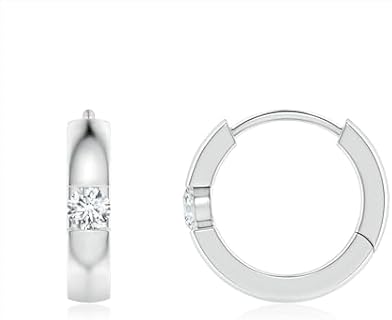 ANGARA Natural Diamond Hoops Earrings for Women Girls in 14K Solid Gold/Platinum | April Birthstone Jewelry Gift for Her | Birthday | Wedding | Anniversary