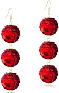 Bohemian Handmade Sparkly Sequin Beaded Ball Lightweight Dangle Drop Earrings Summer Vacation Geometry Flower Hook Earrings For Women Girls Jewelry Gifts