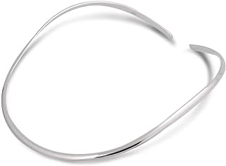 Double Accent 925 Sterling Silver Collar Necklace 3, 4, 5, 6, 10mm Wide Rounded Flat Wire Choker Necklace (16, 18 Inch)