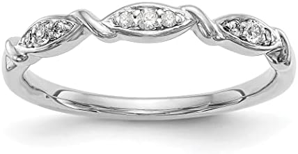 14K White Gold Twist Design Diamond Engagement Ring, 1/15 Carat Gem for Women, Size 6