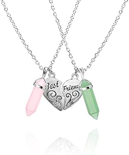 Bullet Crystal Pendant Necklace Best Friend Hexagonal Reiki Gemstone Matching Necklace for Women Healing Crystal Jewelry
