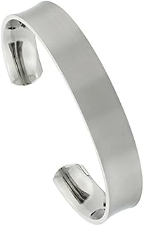 Sabrina Silver Flat Titanium Cuff Bracelet for Men & Women Matte finish Comfort-fit 8 inch Wrist size