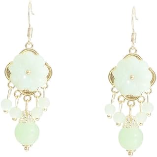 Jade Earrings Green Earrings for Women Crystal Drop Earrings Jade Tassel Earrings Vintage Jade Jewelry Gifts for Women