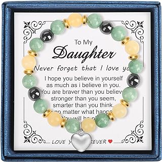 "To My Daughter" Bead Bracelet Gift from Parents - Stretchable Bead Chain, Lobster Claw Clasp - Ideal for Birthday, Graduation, Valentine's Day, Christmas.
