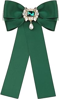 Clip Closure Women's Bow Tie Brooch with Faux Rhinestone Embellishments in Polyester, Perfect for Daily Fashion and Special Occasions - Classic Bowknot Design