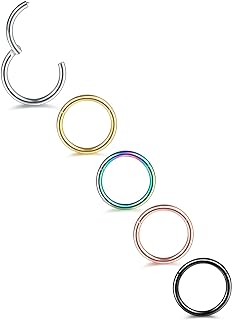Xpircn 14G 16G 18G 20G Nose Lip Septum Rings 316L Surgical Steel Tragus Cartilage Daith Hinged Nose Ring Hoop Hinged Segment Ring Piercing Jewelry