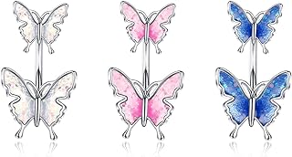 LOLIAS Surgical Steel Belly Button Rings Butterfly Snake Belly Button Rings CZ Crystal Navel Rings for Women Beach 14G