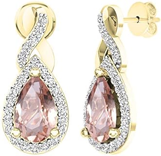 Dazzlingrock Collection 18K 8X5 MM Each Pear Gemstone & Round White Diamond Ladies Infinity Teardrop Drop Earrings, Yellow Gold