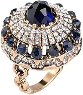Evil Eye Engagement Ring with Cubic Zirconia in Vintage Round Design for Women - Size 8