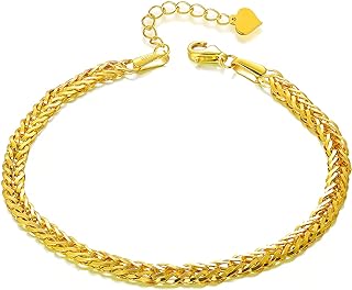 SISGEM 18K Yellow Gold Celtic Design Anklet with Box Chain and Lobster Claw Clasp for Women