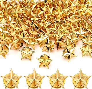 100-Piece Gold Star Brooch Set with Pin Clasp for Patriotic Celebrations and Everyday Wear - Durable Zin Alloy