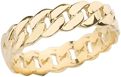 10K Yellow Gold Men's Size 8 Cuban Link Eternity Band Ring - Wide 5mm Design for Sophistication and Style