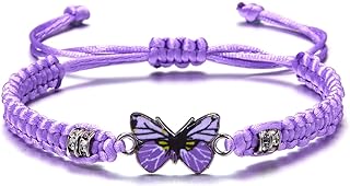 Chic Butterfly Charm Bracelet for Women and Girls with Rope Chain and Unique Clasp - Hand Woven, Adjustable and Colorful - Ideal Friendship Gift Jewelry