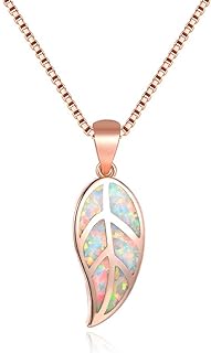 CiNily Opal Leaf/Flower Pendant Necklace for Women Silver Plated Jewelry Gift