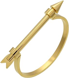 Globalwells Stainless Steel C shape arrow Bar Screw Cuff Bangle Bracelet