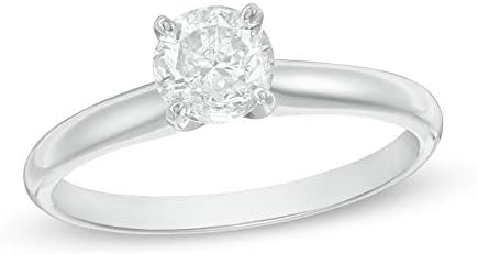 Ladies' 3/4CT Round-Cut Cubic Zirconia Engagement Ring in 14K White Gold Plated Sterling Silver - Size 5